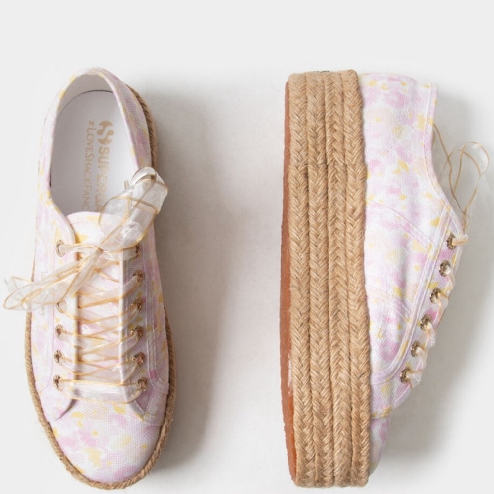 Superga x Loveshackfancy Espadrille Platform Sneaker 2790 Perky Peach no box - Picture 2 of 13